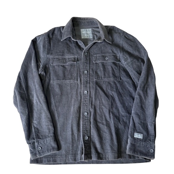 Hollister Other - Hollister Mens Corduroy Button Down Shirt Gray Long Sleeve Pockets Medium